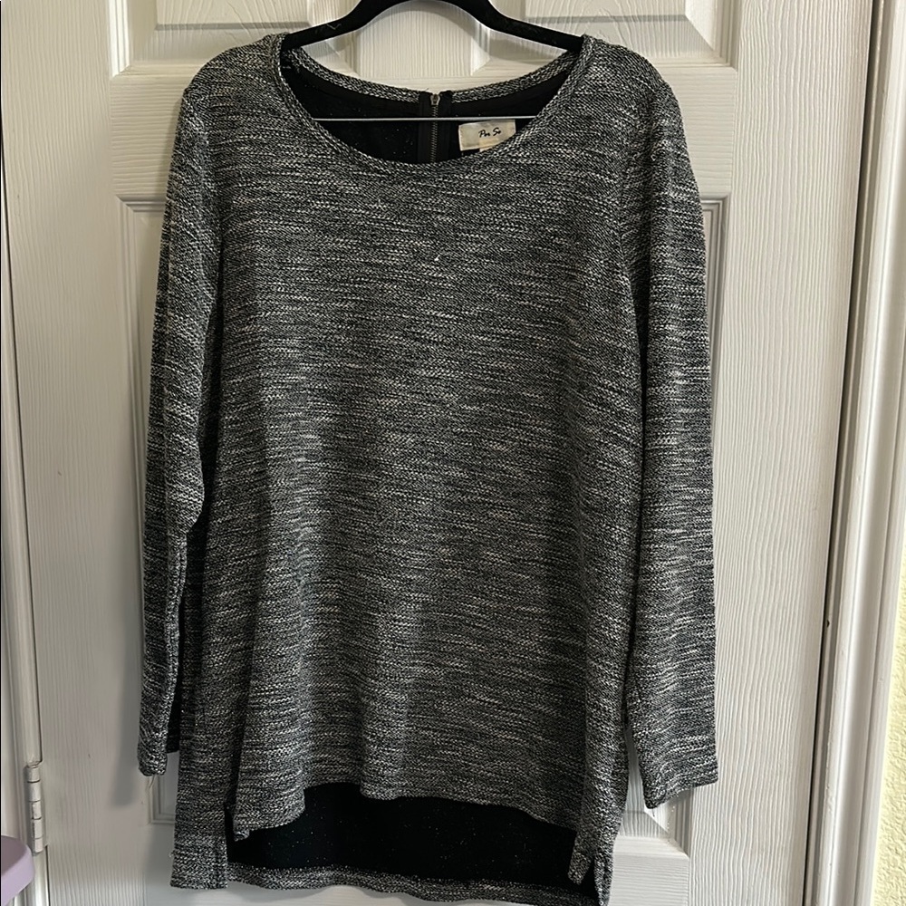 Per Se Black and Silver Knit Tunic Top Size 1X